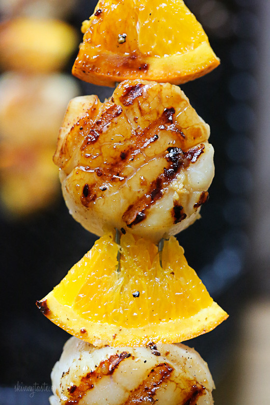 Grilled Scallop & Orange Kebabs with Honey-Ginger Glaze