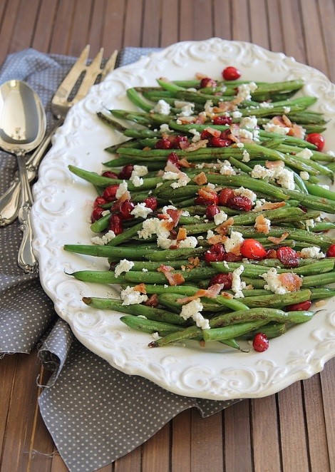 Green Beans with Cranberries, Bacon & Goat cheese