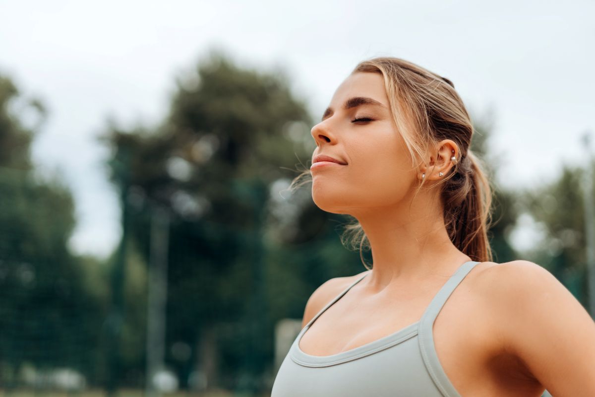 young woman is mouth breathing